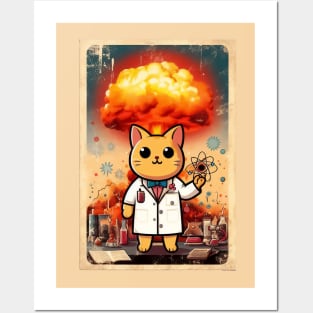 Scientist cat Posters and Art